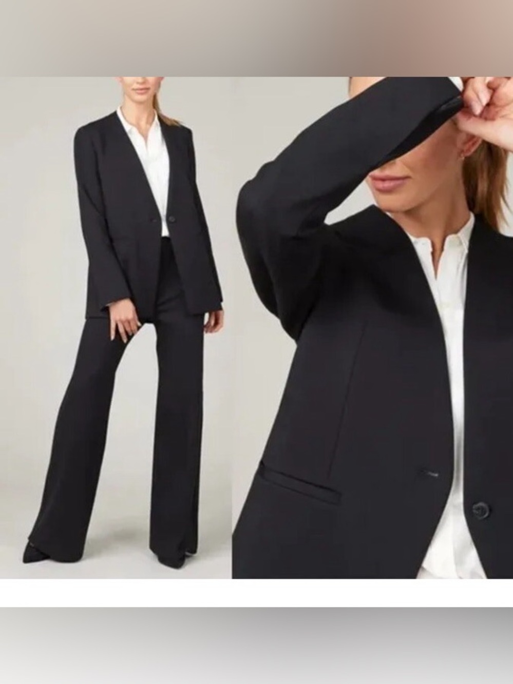 SPANX The Perfect Collarless Blazer Black One Button Ponte Knit⚫️